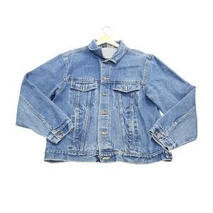 Generation One Jacket Mens Large Blue Denim Bomber Button Front Pockets Western